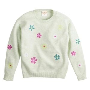 Jumping Beans Sweater Crewneck Pullover Aqua Flowers